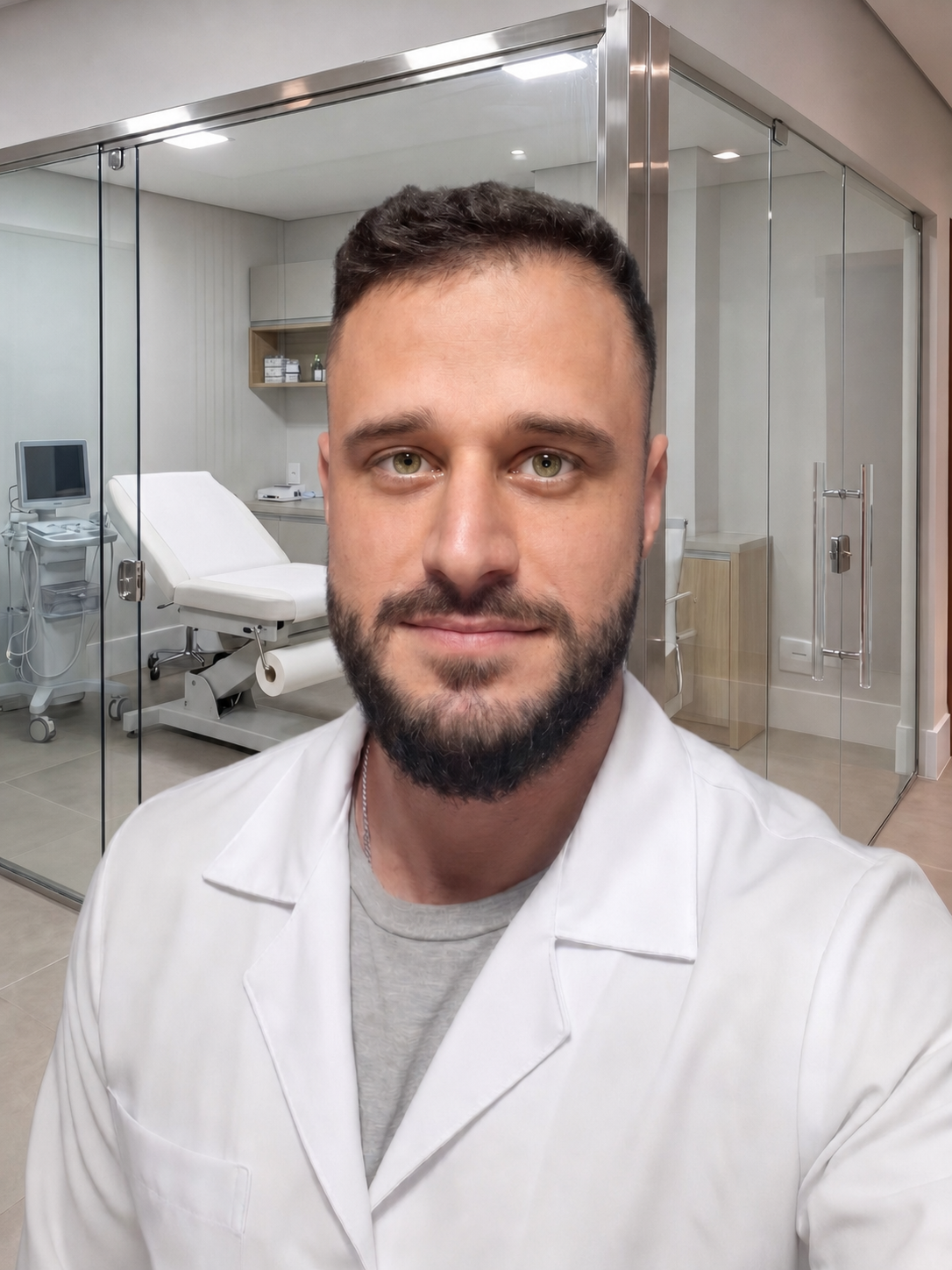 Profissional em consultório clínico